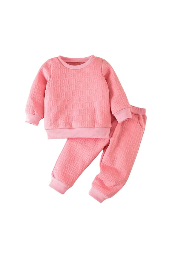 Toddler Baby Boys Outfits Long Sleeve Simple Solid Color Sweatshirt Pants Warm Loose Fit 2Pcs Outfits Set Leisure Childrens Clothes
