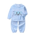 thumbnail image 1 of Toimothcn Toddler Baby Boys Pajamas Set Long Sleeve Cute Cartoon Cat Printed Flannel Shirt Tops Stretchy Pants 2Pcs Pajamas Sets Warm Loose Fit Sleepwear Outfits Comfy Kids Clothing, 1 of 3