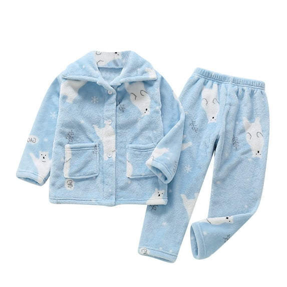 Toimothcn Toddler Baby Boys Pajamas Set Long Sleeve Cute Cartoon Cow Printed Flannel Shirt Tops Stretchy Pants 2Pcs Pajamas Sets Warm Loose Fit Sleepwear Outfits Comfy Kids Clothing