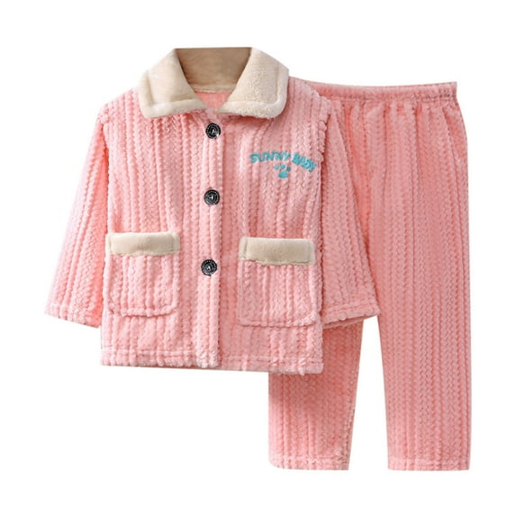 Toimothcn Toddler Baby Boys Pajamas Set Long Sleeve Simple Solid Color Buttons Up Flannel Shirt Tops Stretchy Pants 2Pcs Pajamas Sets Warm Loose Fit Sleepwear Outfits Comfy Kids Clothing
