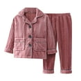 thumbnail image 1 of Toimothcn Toddler Baby Boys Pjs Sets Long Sleeve Simple Solid Color Buttons Up Flannel Shirt Tops Stretchy Pants 2Pcs Pajamas Sets Warm Loose Fit Sleepwear Outfits Suitable For Homewear, 1 of 7