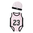 thumbnail image 1 of Toimothcn Toddler Baby Boys Romper Jumpsuit Sleeveless Casual Basketball Number 23 Printed Romper With Hat Soft Loose Fit Soprts Jumpsuit Comfy Newbron Clothing, 1 of 4