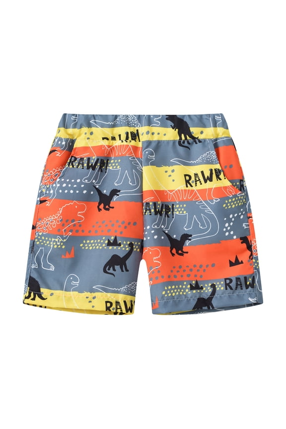 Toddler Baby Boys Shorts Casual Hawaiian Coconut Tree Printed Stretchy Waist Sports Shorts Soft Loose Fit Summer Shorts Comfy Kids Dailywear