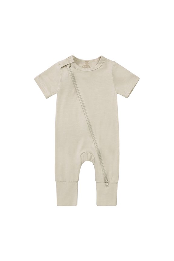 Toddler Baby Cotton Rompers Footless Pajamas Zipper Short Sleeve Sleeper Jumpsuit Toddler Baby Playwear