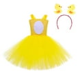 thumbnail image 1 of Toimothcn Toddler Baby Girls Outfit Sets Sleeveless Happy Easter Cartoon Egg Duck Shaped Mesh Tulle Dress With Hairbands Dress Up Stage Performance Outfit Sets Funny Festival Show Clothes Sets, 1 of 7