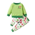 thumbnail image 1 of Toimothcn Toddler Baby Girls Outfits Long Sleeve Crew Neck Cute Sweet Merry Christmas Printed Pullover Sweatshirts Pants With Elastic Drawstring 2Pcs Outfits Set Warm Loose Fit Sets, 1 of 9