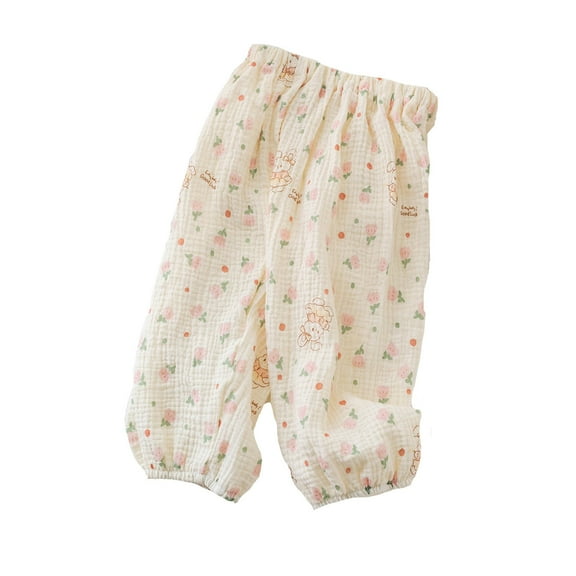 Toimothcn Toddler Baby Girls Pants Cute Cartoon Printed Cotton Pants Wide Leg Stretchy Waist Soft Fashion Trousers 18-24 Months