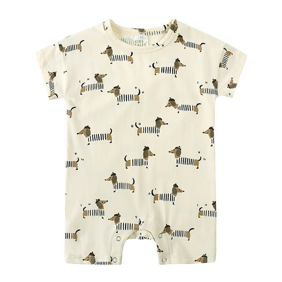Toimothcn Toddler Baby Girls Romper Jumpsuit Short Sleeve Casual Striped Printed Romper Soft Loose Fit Summer Jumpsuit For Girl Comfy Kids Dailywear