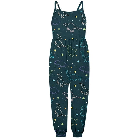 Toimothcn Toddler Baby Girls Romper Jumpsuit Sleeveless Cute Cartoon Dinosaur Printed Romper Soft Loose Fit Summer Jumpsuit For Girl Comfy Kids Dailywear