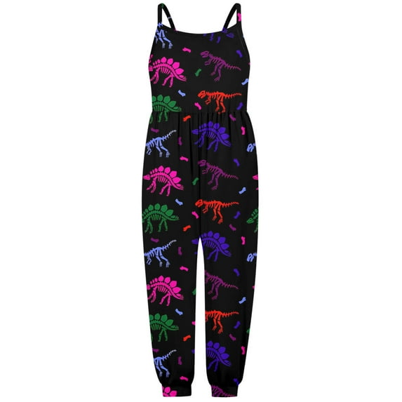 Toimothcn Toddler Baby Girls Romper Jumpsuit Sleeveless Cute Cartoon Dinosaur Printed Romper Soft Loose Fit Summer Jumpsuit For Girl Comfy Kids Dailywear