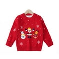 thumbnail image 1 of Toimothcn Toddler Baby Girls Sweater Long Sleeve Crew Neck Cute Sweet Cartoon Christmas Deer Printed Knit Sweaters Warm Soft Loose Fit Pullover Knitted Sweater Lovely Knitted Clothing, 1 of 3