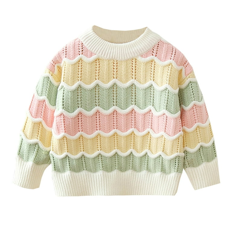Round Collar Rainbow Stripes Knitting Sweater Round Collar Rainbow Stripes Knitting Sweater