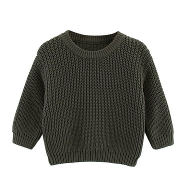 Toimothcn Toddler Baby Girls Sweater Long Sleeve Crew Neck Simple Solid Color Knit Sweaters Warm Soft Loose Fit Pullover Knitted Sweater Comfy Girl's Clothing