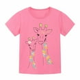 thumbnail image 1 of Toimothcn Toddler Baby Girls Tees Casual Giraffe Printed Short Sleeve Crewneck Tops Barethable Relaxed Fit Shirt Tops 3-4 Years, 1 of 5