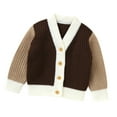 thumbnail image 1 of Toimothcn Toddler Baby Kdis Sweater Casual Patchwork Color Button Up Knit Sweaters Long Sleeve V Neck Warm Soft Loose Fit Pullover Knitted Sweater Lovely Boy'S Clothing, 1 of 9