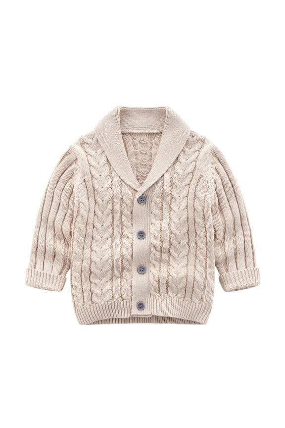 Toddler Baby Kdis Sweater Simple Solid Color Button Up Knit Sweaters Long Sleeve Lapel Warm Soft Loose Fit Pullover Knitted Sweater Lovely Boy'S Clothing