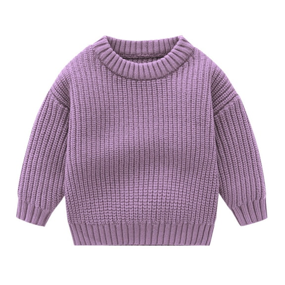 Toimothcn Toddler Baby Kdis Sweater Simple Solid Color Ribbed Knit Sweaters Long Sleeve Crew Neck Warm Soft Loose Fit Pullover Knitted Sweater Children'S Winter Clothes