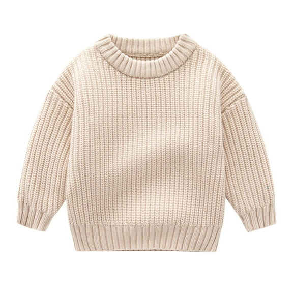 Toimothcn Toddler Baby Kdis Sweater Simple Solid Color Ribbed Knit Sweaters Long Sleeve Crew Neck Warm Soft Loose Fit Pullover Knitted Sweater Lovely Boy'S Clothing