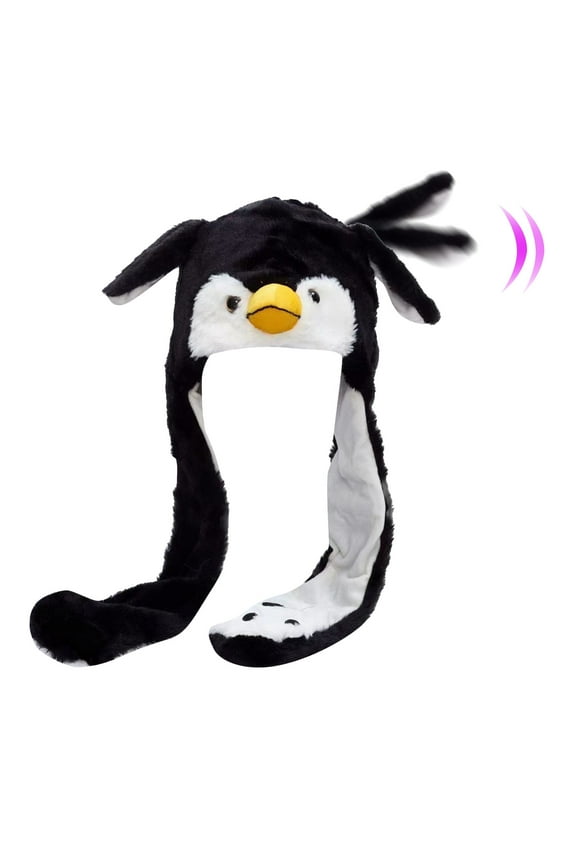 Toddler Baby Kids Cute Plush Animal Hat Moving Ears Jumping Beating Hat Warm Sweet Penguin Hats Suitable For Kids Back To School