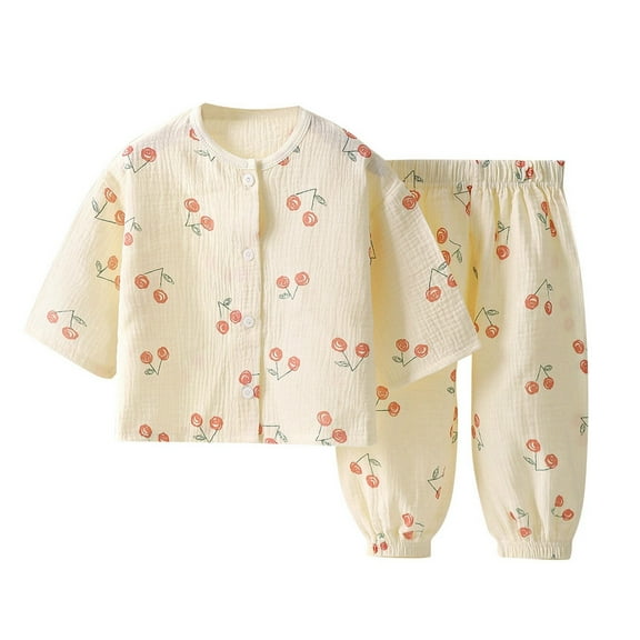 Toimothcn Toddler Boys Clothes Sets Long Sleeve Cute Cherry Printed Pajama Shirts Pants 2Pcs Pjs Outfit Sets Soft Loose Sleepwear Clothes Sets Comfy Children'S Clothing