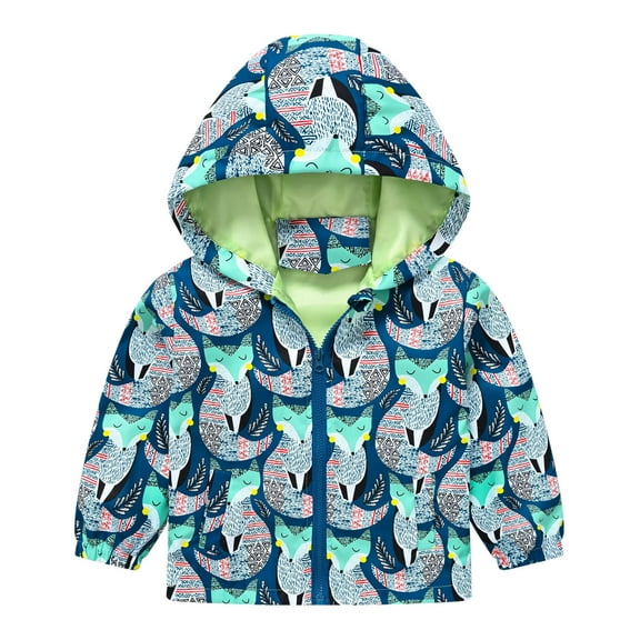 Toimothcn Toddler Boys Girls Cartoon Printed Jackets Casual Lightweight Hooded Jacket Windproof Loose Fit Zipper Up Outwear Comfy Winter Clothes