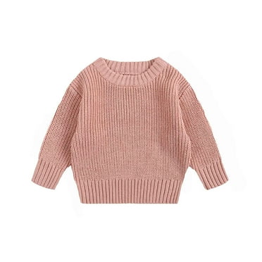 Toimothcn Toddler Boys Girls Sweaters Long Sleeve Crew Neck Simple Solid Color Pullover Sweater Warm Soft Fall Winter Knitted Sweaters Comfy Kids Clothes