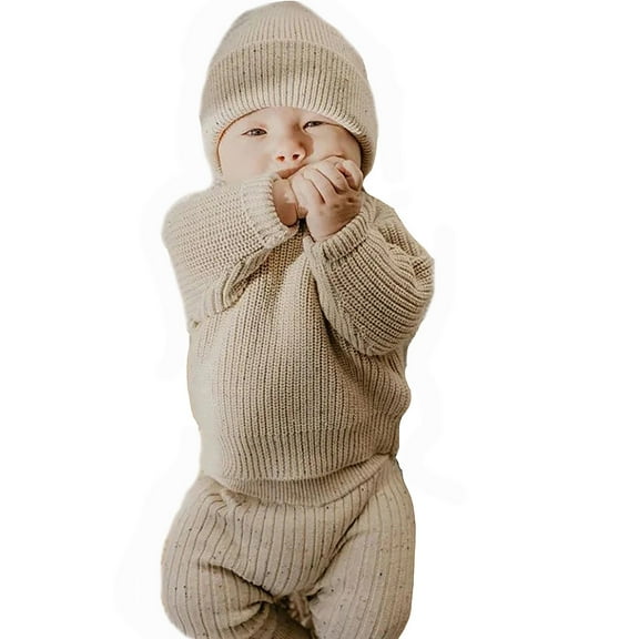 Toimothcn Toddler Boys Girls Sweaters Long Sleeve Crew Neck Simple Solid Color Pullover Sweater Warm Soft Fall Winter Knitted Sweaters Suitable For Dailywear