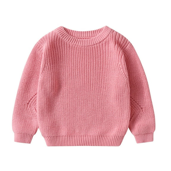 Toimothcn Toddler Boys Girls Sweaters Long Sleeve Crew Neck Simple Solid Color Pullover Sweater Warm Soft Fall Winter Knitted Sweaters Suitable For Dailywear