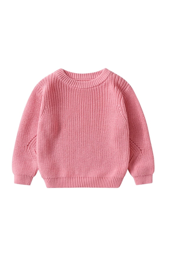 Sweater For Toddler Boys Simple Solid Color Knit Sweaters Long Sleeve Crew Neck Warm Soft Loose Fit Pullover Knitted Sweater Children'S Winter Clothes