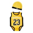 thumbnail image 1 of Toimothcn Toddler Boys Romper Sleeveless Casual Basketball Number 23 Printed Romper With Hat Soft Loose Fit Soprts Jumpsuit Comfy Newbron Clothing, 1 of 1