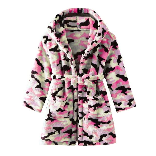 Toimothcn Toddler Girl Pajamas Casual Leopard Printed Hooded Thickened
