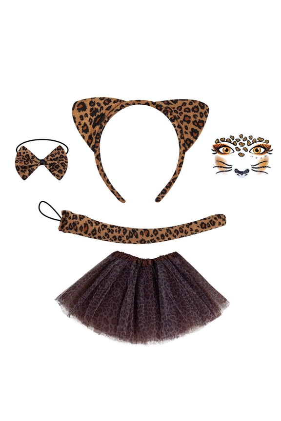 Toddler Girls Clothes Sets Sleeveless Fashion Leopard Shaped Ballet Mesh Skirts With Hairbands Carnival Festival Dance Performance Outfit Sets Soft Comfortable Clothes Sets