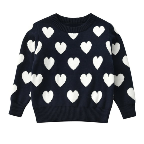 Toimothcn Toddler Girls Sweater Long Sleeve Crew Neck Romantic Valentine'S Day Love Heart Printed Knit Sweaters Warm Soft Loose Fit Pullover Knitted Sweater Suitable For Winter