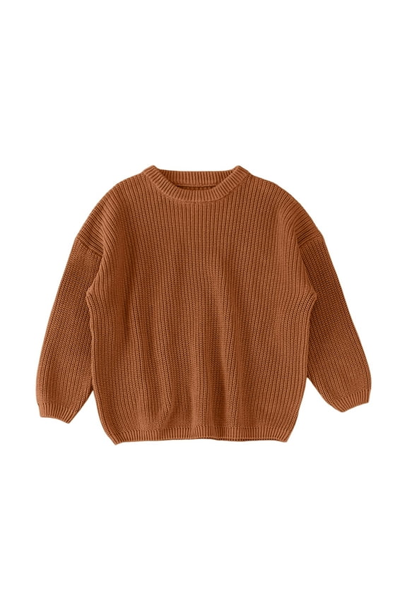 Toddler Girls Sweater Long Sleeve Crew Neck Simple Solid Color Knit Sweaters Warm Soft Loose Fit Pullover Knitted Sweater Comfy Girl's Clothing