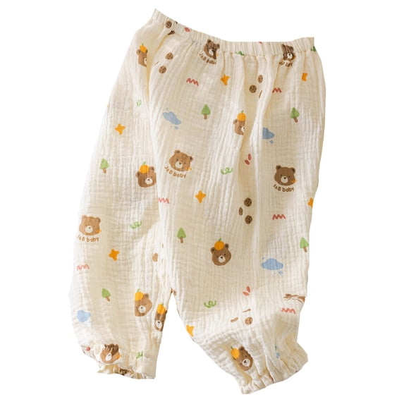 Toimothcn Toddler Girls Trousers Cute Cartoon Printed Cotton Pants Wide Leg Stretchy Waist Soft Fashion Trousers 12-24 Months