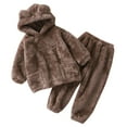 thumbnail image 1 of Toimothcn Toddler Infant Boys Fall Outfits Long Sleeve Simple Solid Color Fleeced Hoodie With Pocket Sleepwear Pants Warm Loose Fit 2Pcs Outfits Set Leisure Childrens Clothes, 1 of 4