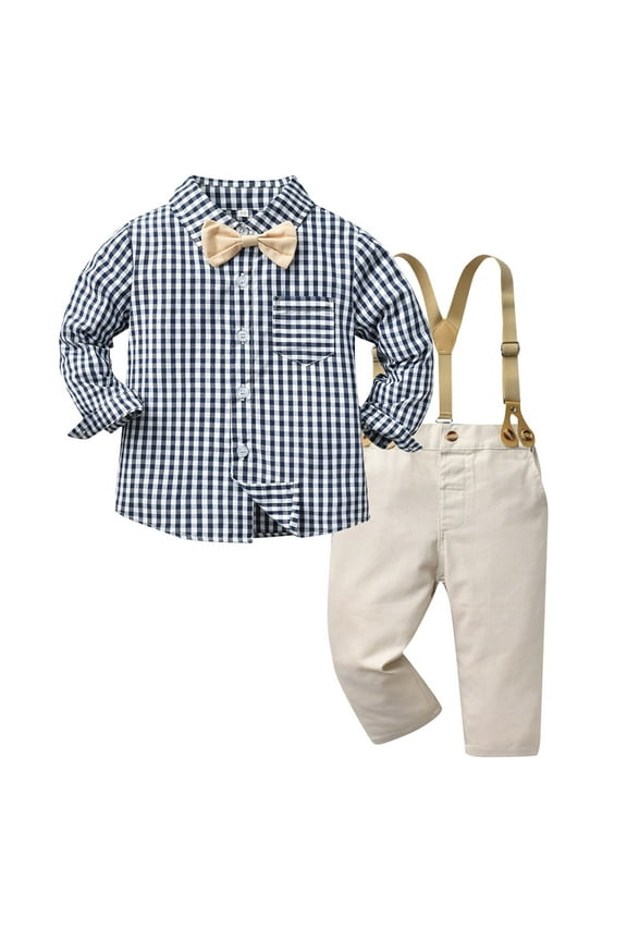 Toddler Infant Boys Fall Outfits Long Sleeve Simple Solid Color Lapel Button Down Shirt Pants Cool Handsome Gentleman Slim Fit 2Pcs Outfits Set Kids Festival Clothes