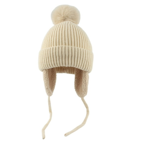 Toimothcn Toddler Kids Baby Unisex Knitted Hats Plush Autumn Winter Heart Neck Solid Color Gaiter Knit Hat Suitable For Kids Back To School