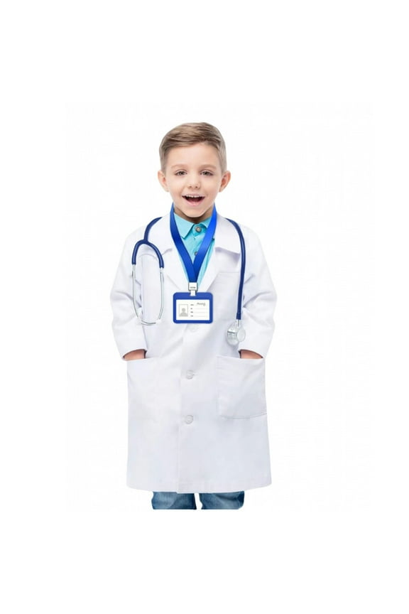 Toddler Kids Boys Outfit Sets Long Sleeve Casual Doctor Dress Up White Lab Coat Pants Mask With Stethoscope Carnival Stage Performance Outfit Sets Funny Festival Show Clothes Sets 4-5 Years