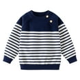 thumbnail image 1 of Toimothcn Toddler Kids Boys Sweater Long Sleeve Crew Neck Casual Patchwork Striped Printed Pullover Sweater Warm Soft Fall Winter Knitted Sweaters Suitable For Dailywear, 1 of 7