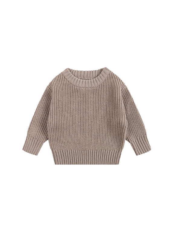 Toddler Kids Boys Sweater Long Sleeve Crew Neck Simple Solid Color Pullover Sweater Warm Soft Fall Winter Knitted Sweaters Comfy Kids Clothes