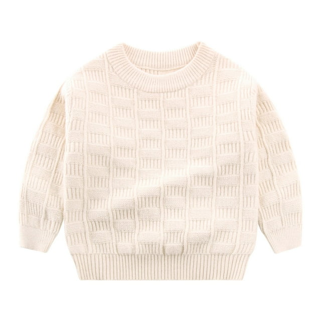 Toimothcn Toddler Kids Boys Sweater Long Sleeve Crew Neck Simple Solid Color Pullover Sweater Warm Soft Fall Winter Knitted Sweaters Comfy Kids Clothes
