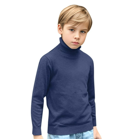 Toimothcn Toddler Kids Boys Sweater Long Sleeve Turtleneck Simple Solid Color Pullover Sweater Warm Soft Fall Winter Knitted Sweaters Comfy Kids Clothes