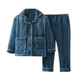 thumbnail image 1 of Toimothcn Toddler Kids Clothes Sets Long Sleeve Simple Solid Color Buttons Up Flannel Shirt Tops Stretchy Pants 2Pcs Pajamas Sets Warm Loose Fit Sleepwear Outfits Lovely Kids Sleeping Wear, 1 of 7