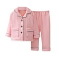 thumbnail image 1 of Toimothcn Toddler Kids Clothes Sets Long Sleeve Simple Solid Color Buttons Up Flannel Shirt Tops Stretchy Pants 2Pcs Pajamas Sets Warm Loose Fit Sleepwear Outfits Lovely Kids Sleeping Wear, 1 of 7