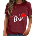 thumbnail image 1 of Toimothcn Womens T Shirts Romantic Rose Love Heart Printed T-Shirts Valentine'S Day Style Crew Neck Short Sleeve Breathable Loose Fit Soft Cotton Tee Shirt Tops Back To School Colthes, 1 of 4