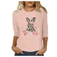 thumbnail image 1 of Toimothcn Womens Tees Happy Easter Cute Cartoon Bunny Printed 3/4 Sleeve T Shirts Soft Loose Comfortable Shirt Tops Suitable For Dailywear, 1 of 3