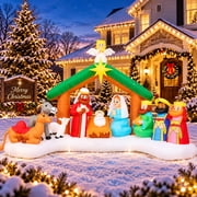 Toiyjofe 12ft Christmas Nativity Scene Inflatable with LED Lights, Large Outdoor Inflatable Decoration for Church, Yard and Community