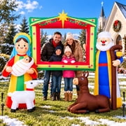 Toiyjofe 9ft Christmas Nativity Inflatable Photo Frame with LED Lights, Outdoor Yard Decoration for Family & Church Events
