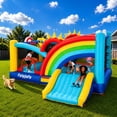 thumbnail image 1 of Toiyjofe 16FT Rainbow Bounce House for Big Kids 8-12, Large Inflatable Bouncer with Slide for Outdoor Party, Fits 6 Kids, GFCI Blower Included, 1 of 13